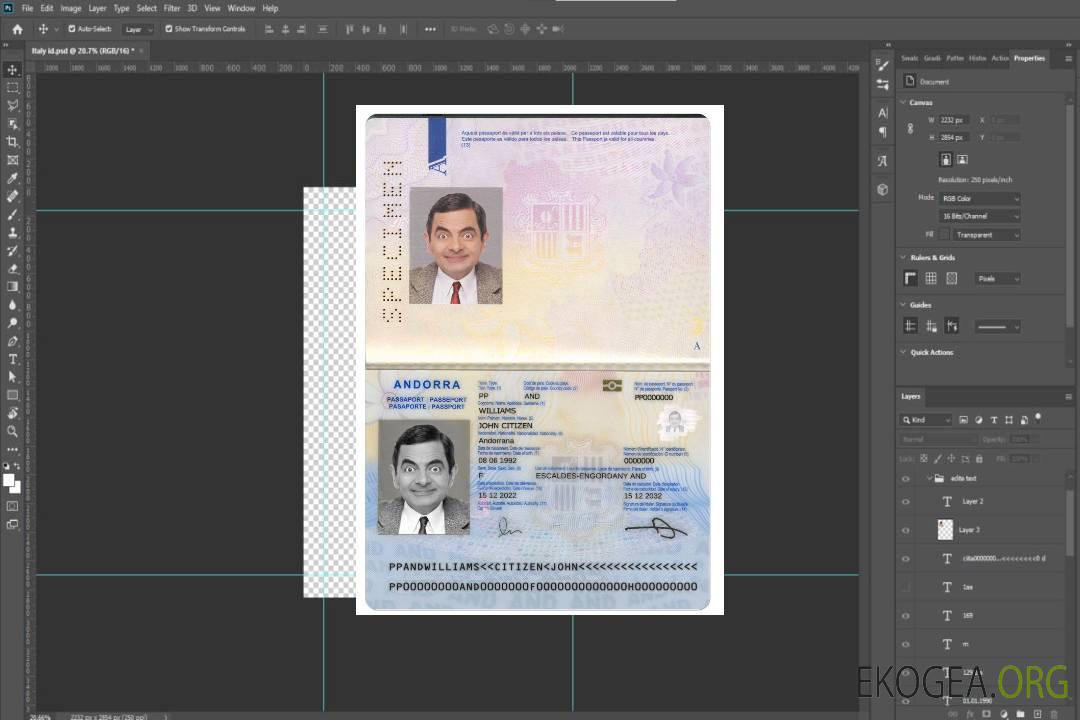 Passeport ANDORRE template Passeport ANDORRE template